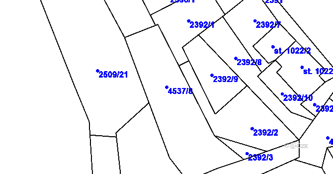 Parcela st. 4537/8 v KÚ Ostravice 1, Katastrální mapa