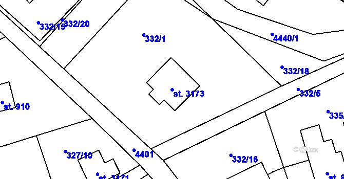 Parcela st. 3173 v KÚ Ostravice 1, Katastrální mapa