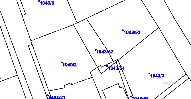 Parcela st. 1043/52 v KÚ Ostravice 1, Katastrální mapa