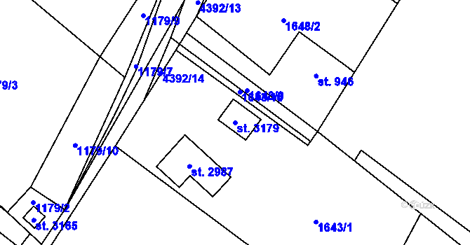 Parcela st. 3179 v KÚ Ostravice 1, Katastrální mapa
