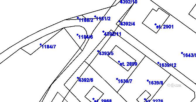Parcela st. 4392/5 v KÚ Ostravice 1, Katastrální mapa