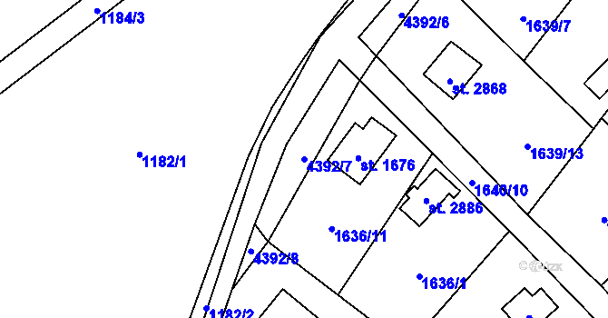 Parcela st. 4392/7 v KÚ Ostravice 1, Katastrální mapa
