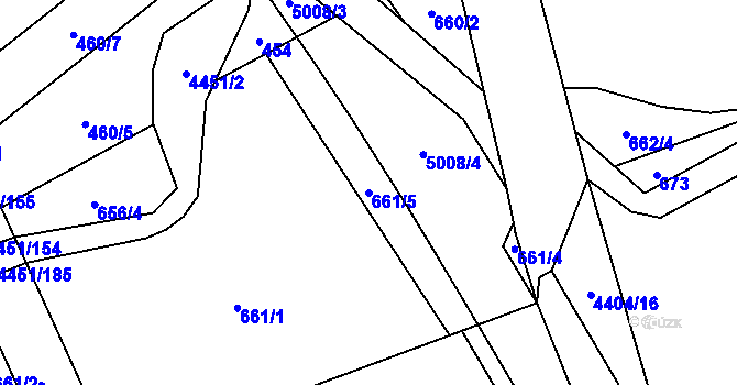 Parcela st. 661/5 v KÚ Ostravice 1, Katastrální mapa