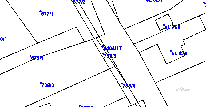Parcela st. 738/5 v KÚ Ostravice 1, Katastrální mapa
