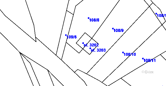 Parcela st. 3202 v KÚ Ostravice 1, Katastrální mapa