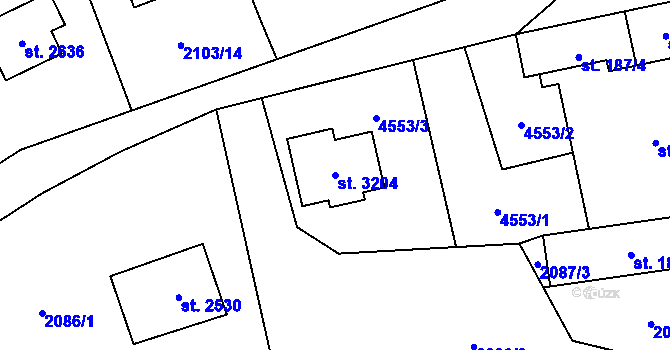 Parcela st. 3204 v KÚ Ostravice 1, Katastrální mapa