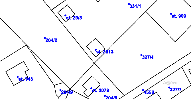 Parcela st. 3013 v KÚ Ostravice 1, Katastrální mapa