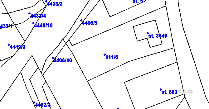 Parcela st. 111/6 v KÚ Ostravice 1, Katastrální mapa