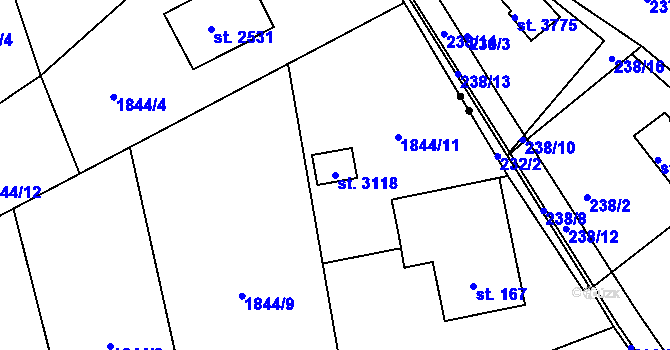 Parcela st. 3118 v KÚ Ostravice 1, Katastrální mapa