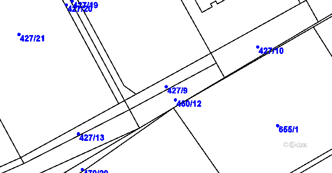 Parcela st. 427/9 v KÚ Ostravice 1, Katastrální mapa