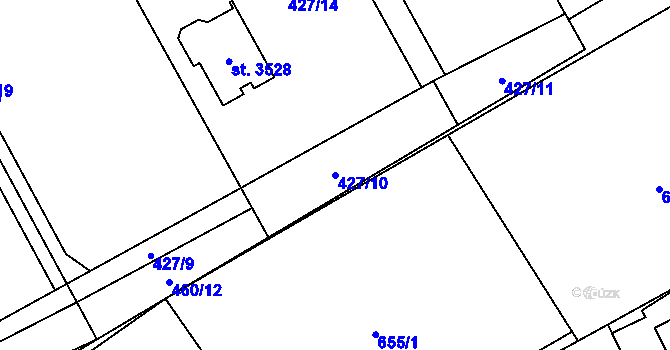 Parcela st. 427/10 v KÚ Ostravice 1, Katastrální mapa