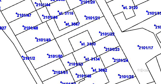 Parcela st. 3150 v KÚ Ostravice 1, Katastrální mapa