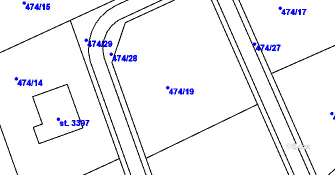 Parcela st. 474/19 v KÚ Ostravice 1, Katastrální mapa