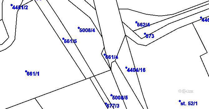 Parcela st. 661/4 v KÚ Ostravice 1, Katastrální mapa