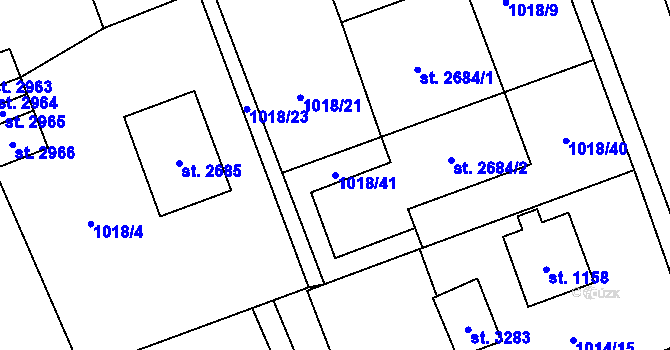 Parcela st. 1018/41 v KÚ Ostravice 1, Katastrální mapa