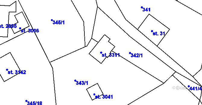 Parcela st. 3311 v KÚ Ostravice 1, Katastrální mapa