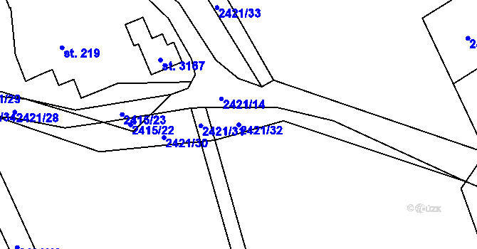 Parcela st. 2421/32 v KÚ Ostravice 1, Katastrální mapa