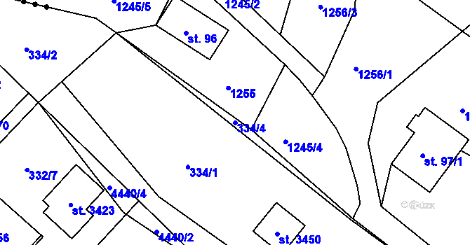 Parcela st. 334/4 v KÚ Ostravice 1, Katastrální mapa