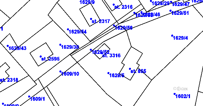 Parcela st. 3316 v KÚ Ostravice 1, Katastrální mapa