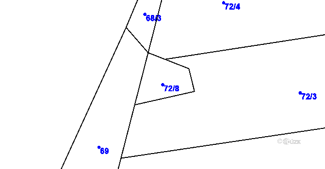 Parcela st. 72/8 v KÚ Ostravice 1, Katastrální mapa
