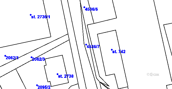 Parcela st. 4536/7 v KÚ Ostravice 1, Katastrální mapa