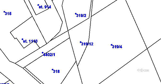 Parcela st. 319/12 v KÚ Ostravice 1, Katastrální mapa