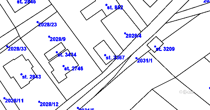 Parcela st. 3367 v KÚ Ostravice 1, Katastrální mapa