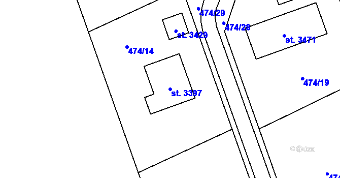 Parcela st. 3397 v KÚ Ostravice 1, Katastrální mapa