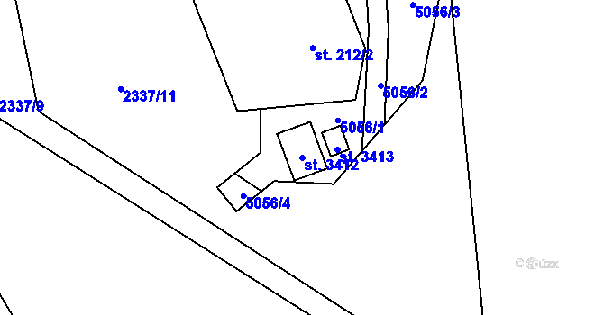Parcela st. 3412 v KÚ Ostravice 1, Katastrální mapa