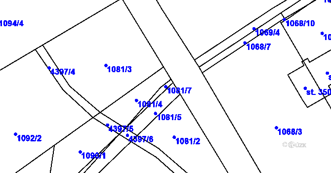 Parcela st. 1081/7 v KÚ Ostravice 1, Katastrální mapa