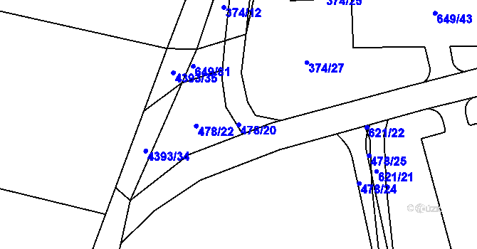 Parcela st. 478/20 v KÚ Ostravice 1, Katastrální mapa