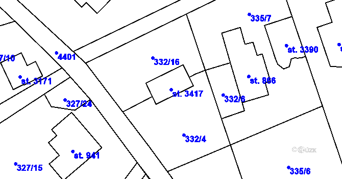 Parcela st. 3417 v KÚ Ostravice 1, Katastrální mapa
