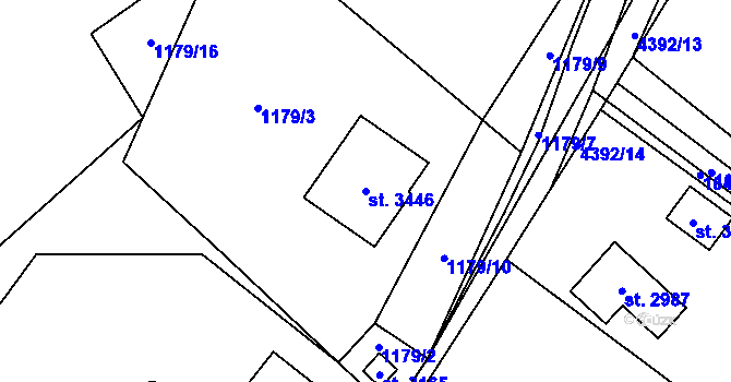 Parcela st. 3446 v KÚ Ostravice 1, Katastrální mapa