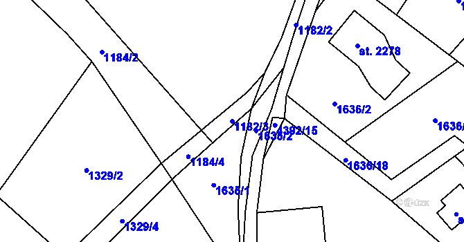 Parcela st. 1182/3 v KÚ Ostravice 1, Katastrální mapa