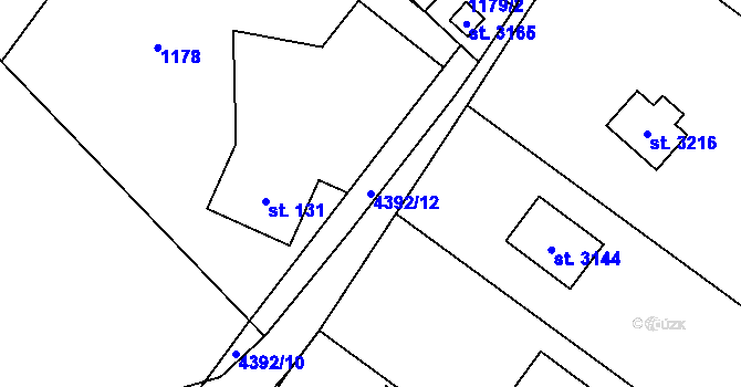 Parcela st. 4392/12 v KÚ Ostravice 1, Katastrální mapa