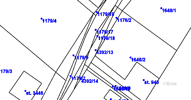 Parcela st. 4392/13 v KÚ Ostravice 1, Katastrální mapa