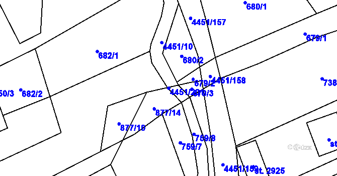 Parcela st. 4451/201 v KÚ Ostravice 1, Katastrální mapa