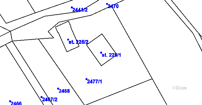 Parcela st. 225/1 v KÚ Ostravice 1, Katastrální mapa