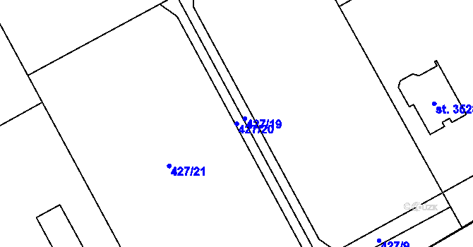 Parcela st. 427/20 v KÚ Ostravice 1, Katastrální mapa