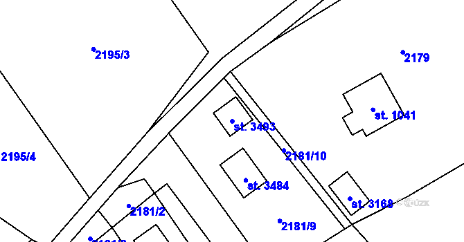 Parcela st. 3493 v KÚ Ostravice 1, Katastrální mapa