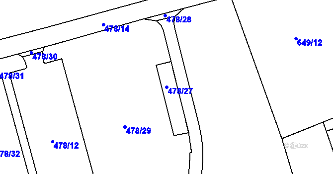 Parcela st. 478/27 v KÚ Ostravice 1, Katastrální mapa
