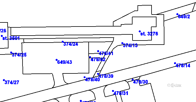 Parcela st. 478/41 v KÚ Ostravice 1, Katastrální mapa