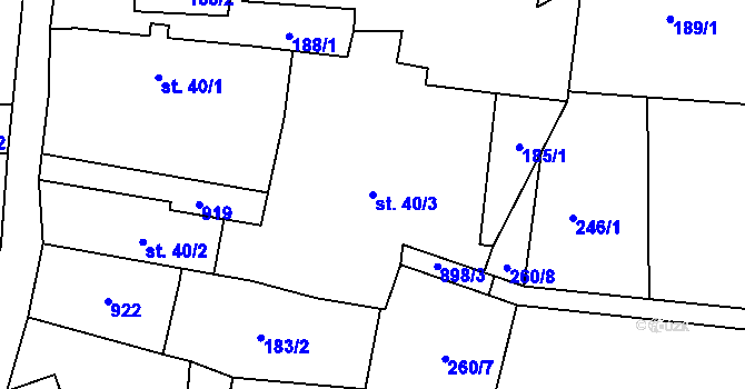 Parcela st. 40/3 v KÚ Ostré, Katastrální mapa