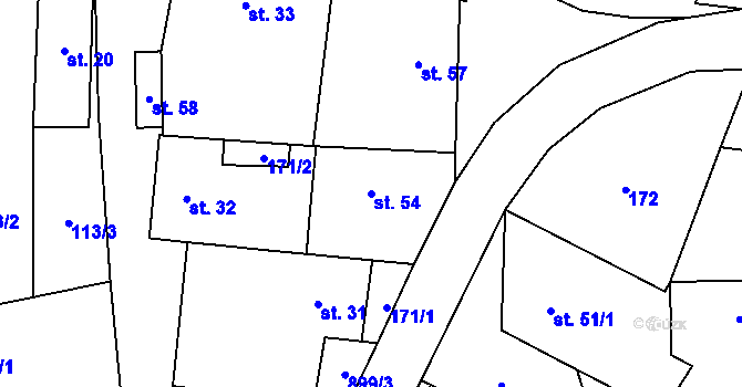 Parcela st. 54 v KÚ Ostré, Katastrální mapa