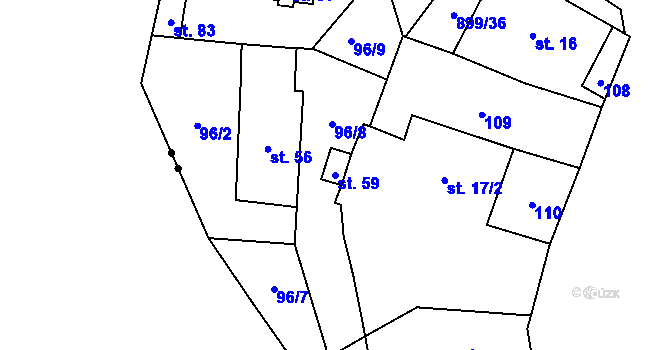 Parcela st. 59 v KÚ Ostré, Katastrální mapa