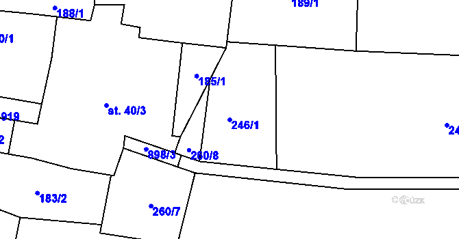 Parcela st. 246/1 v KÚ Ostré, Katastrální mapa