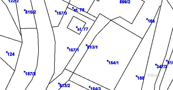 Parcela st. 813/1 v KÚ Ostré, Katastrální mapa