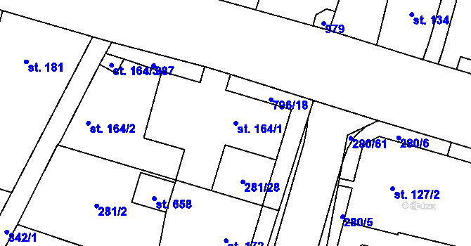 Parcela st. 164/1 v KÚ Ostroměř, Katastrální mapa