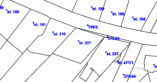 Parcela st. 227 v KÚ Ostroměř, Katastrální mapa
