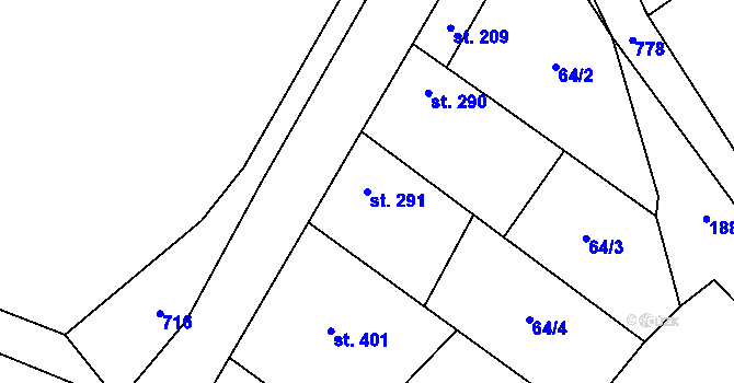 Parcela st. 291 v KÚ Ostroměř, Katastrální mapa